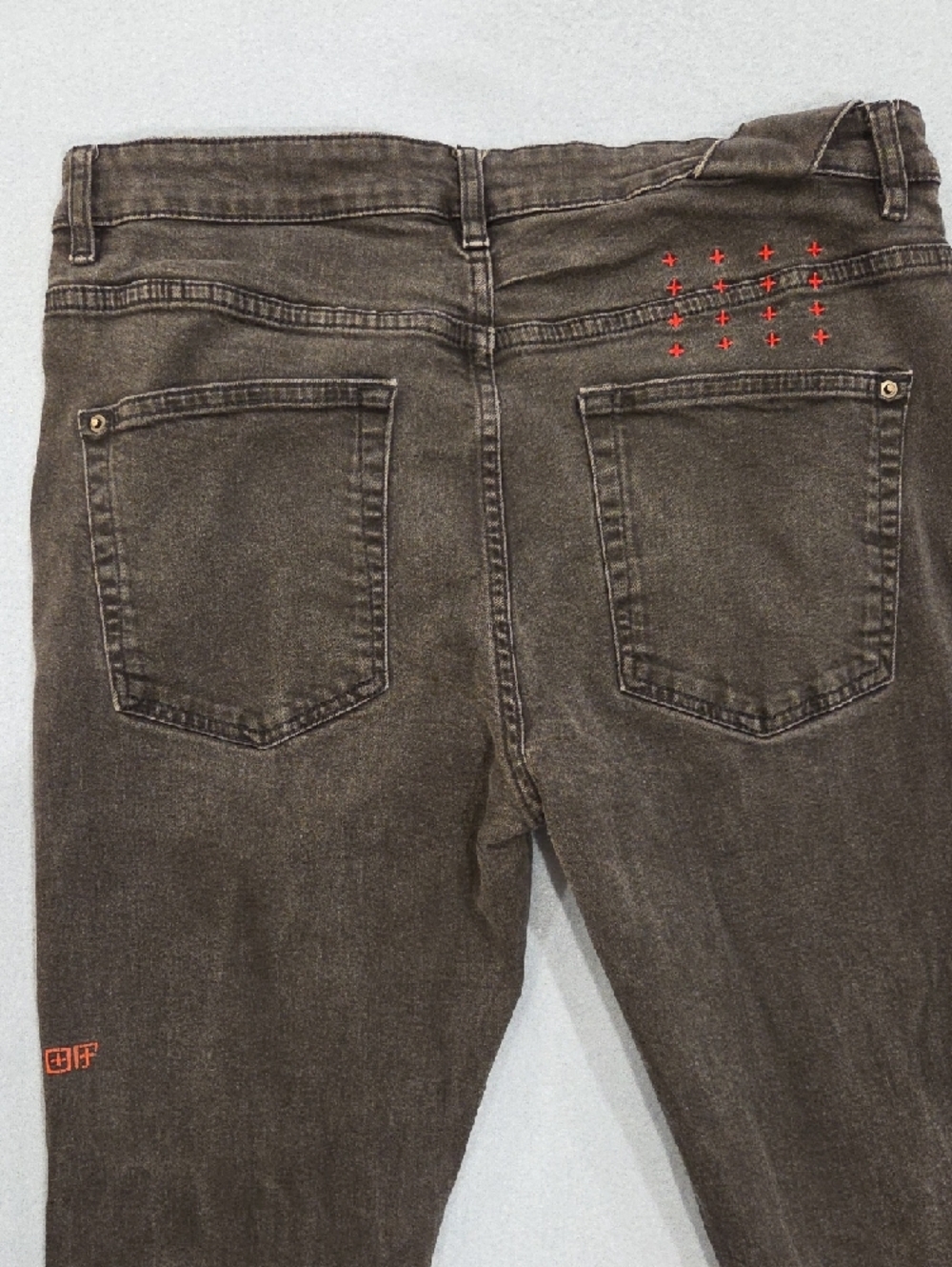 Ksubi Men's Black Denim Skinny Jeans with Red Logo Patch (34/30)